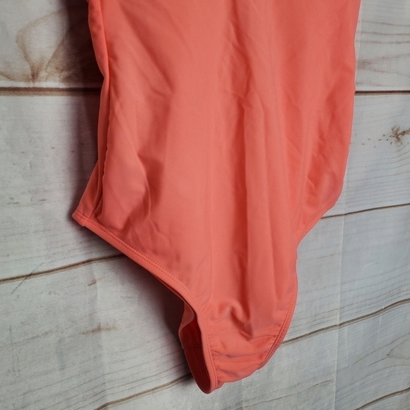 New Kona Sol Peach V-neck One Piece High Back Adjustable Straps Swimsuit Medium - Picture 3 of 11